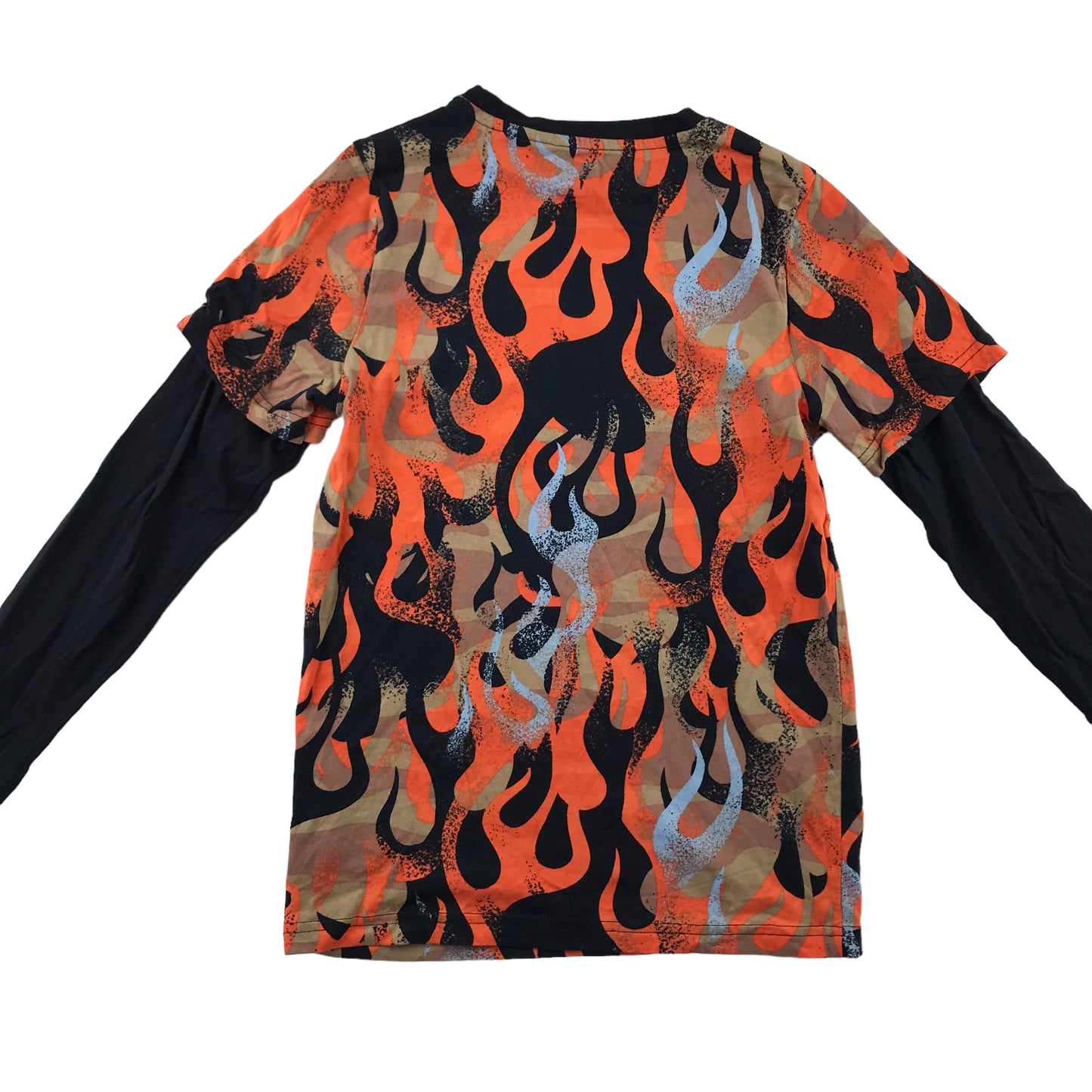 F&F t-shirt 9-10 years orange and black flame pattern long sleeve cotton