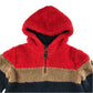 Fat Face 7-8 years red blue colour block fleece hoodie polyester