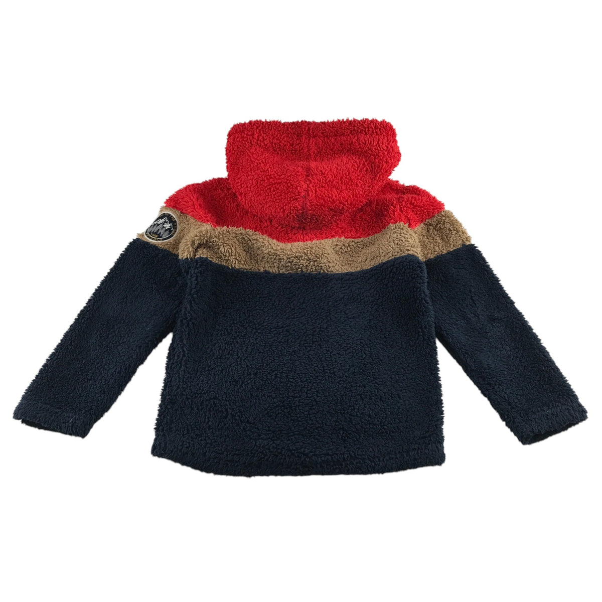 Fat Face 7-8 years red blue colour block fleece hoodie polyester
