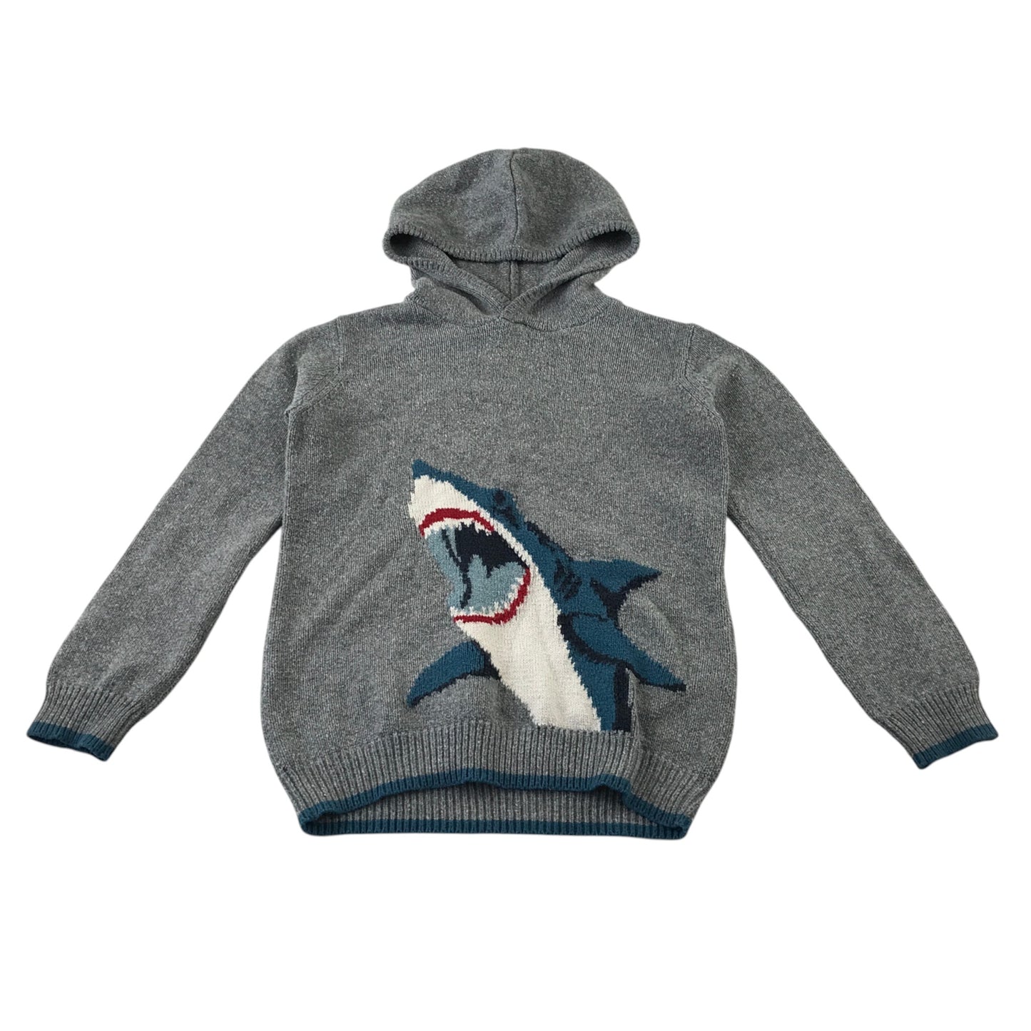 Fatface 10-11 years grey shark hoodie knitted cotton acrylic blend