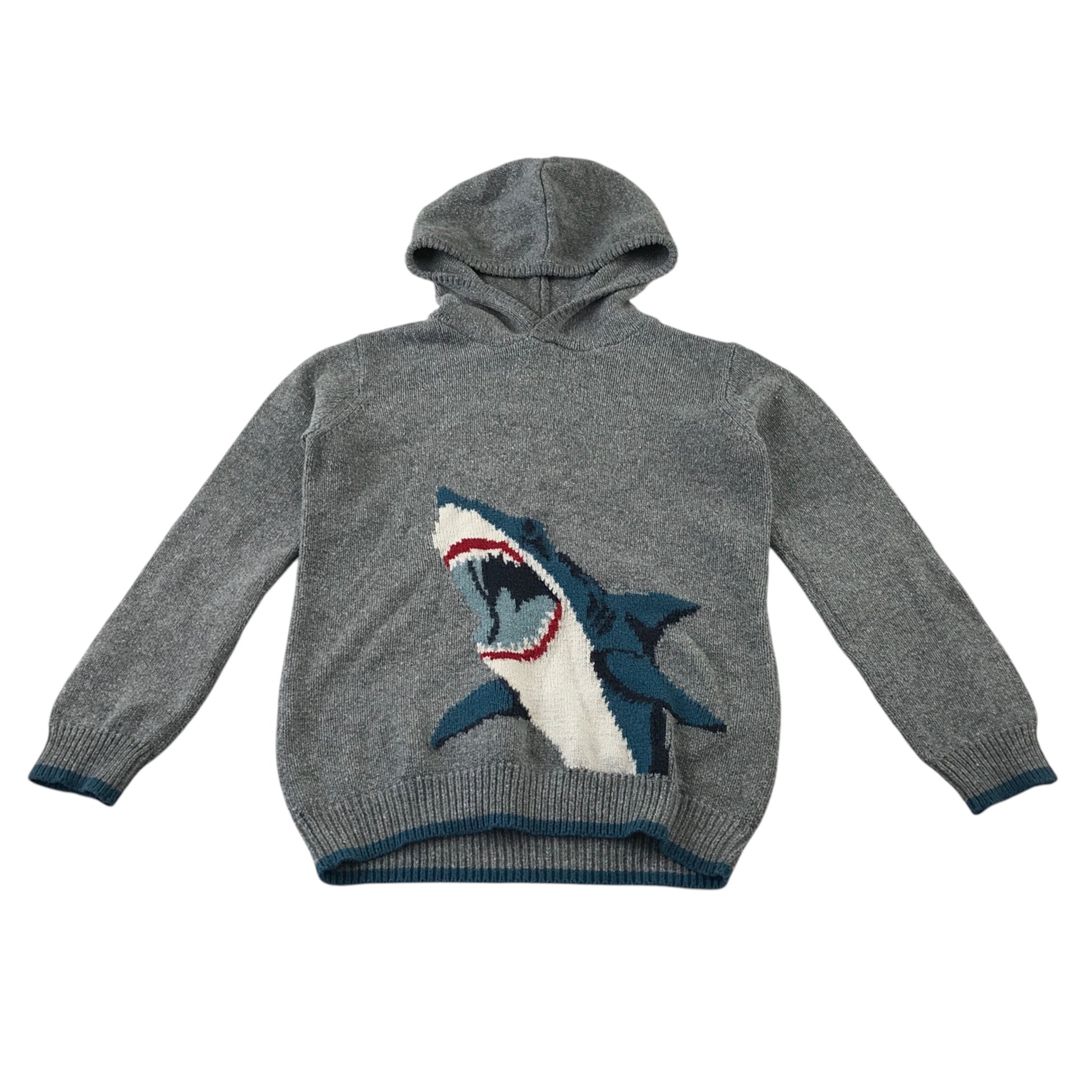 Fatface 10-11 years grey shark hoodie knitted cotton acrylic blend