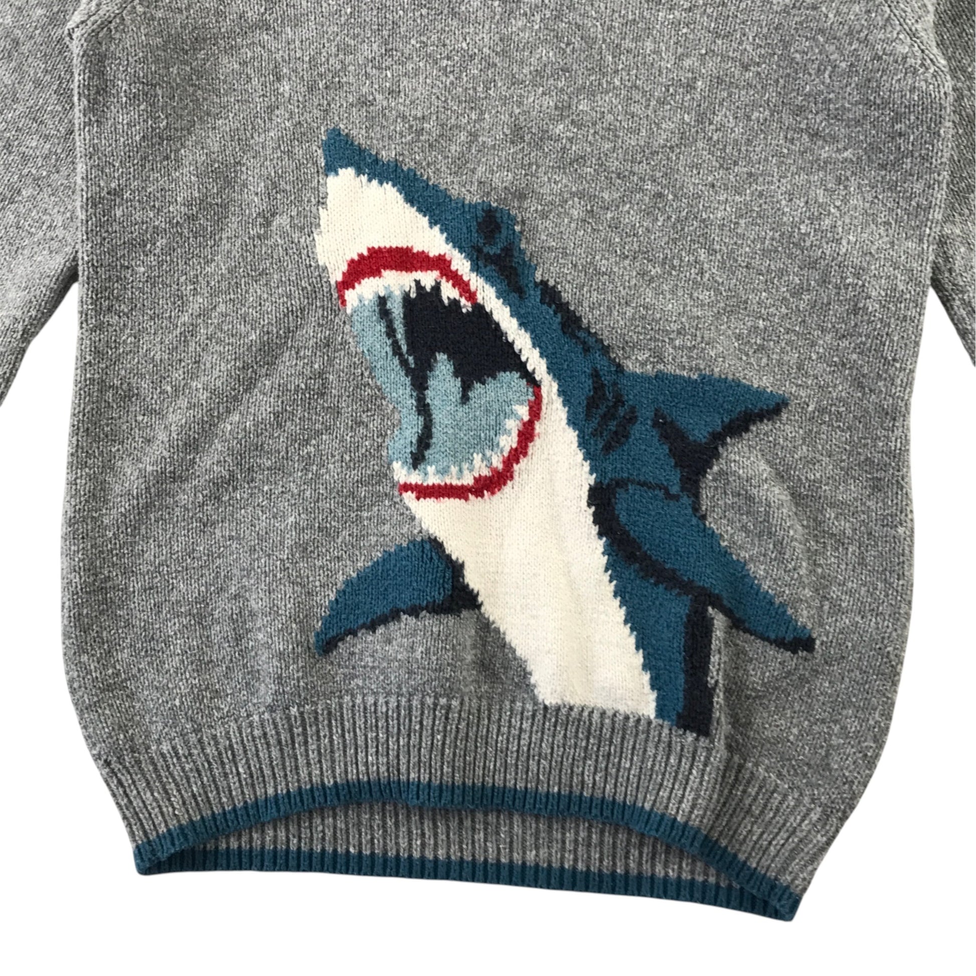 Fatface 10-11 years grey shark hoodie knitted cotton acrylic blend