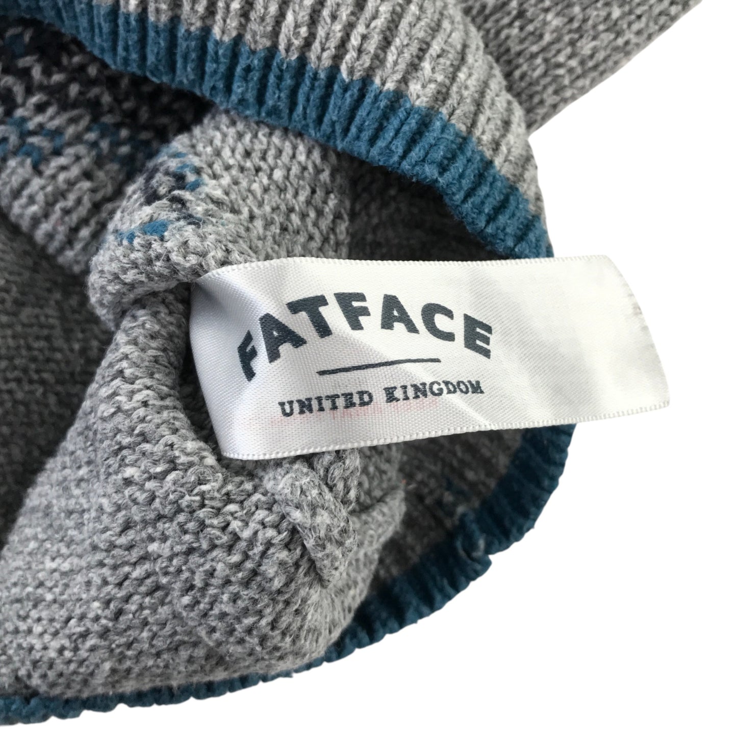 Fatface 10-11 years grey shark hoodie knitted cotton acrylic blend