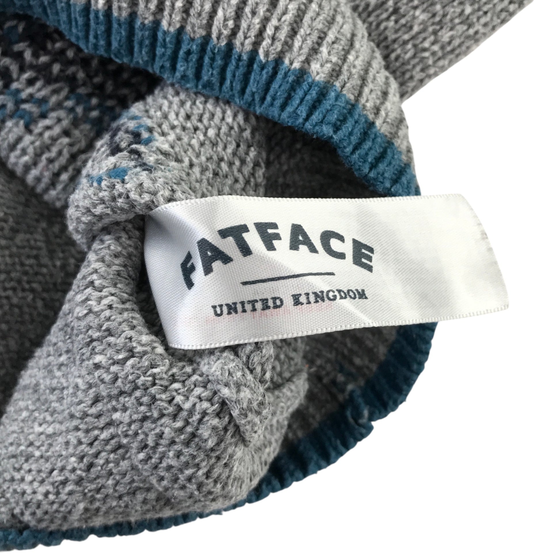 Fatface 10-11 years grey shark hoodie knitted cotton acrylic blend