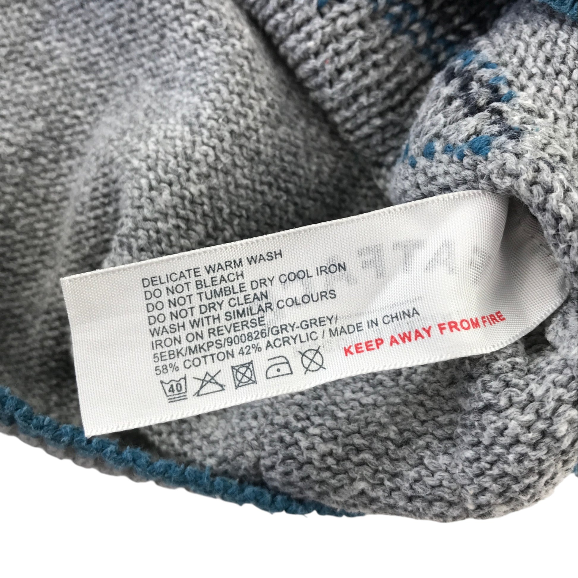 Fatface 10-11 years grey shark hoodie knitted cotton acrylic blend