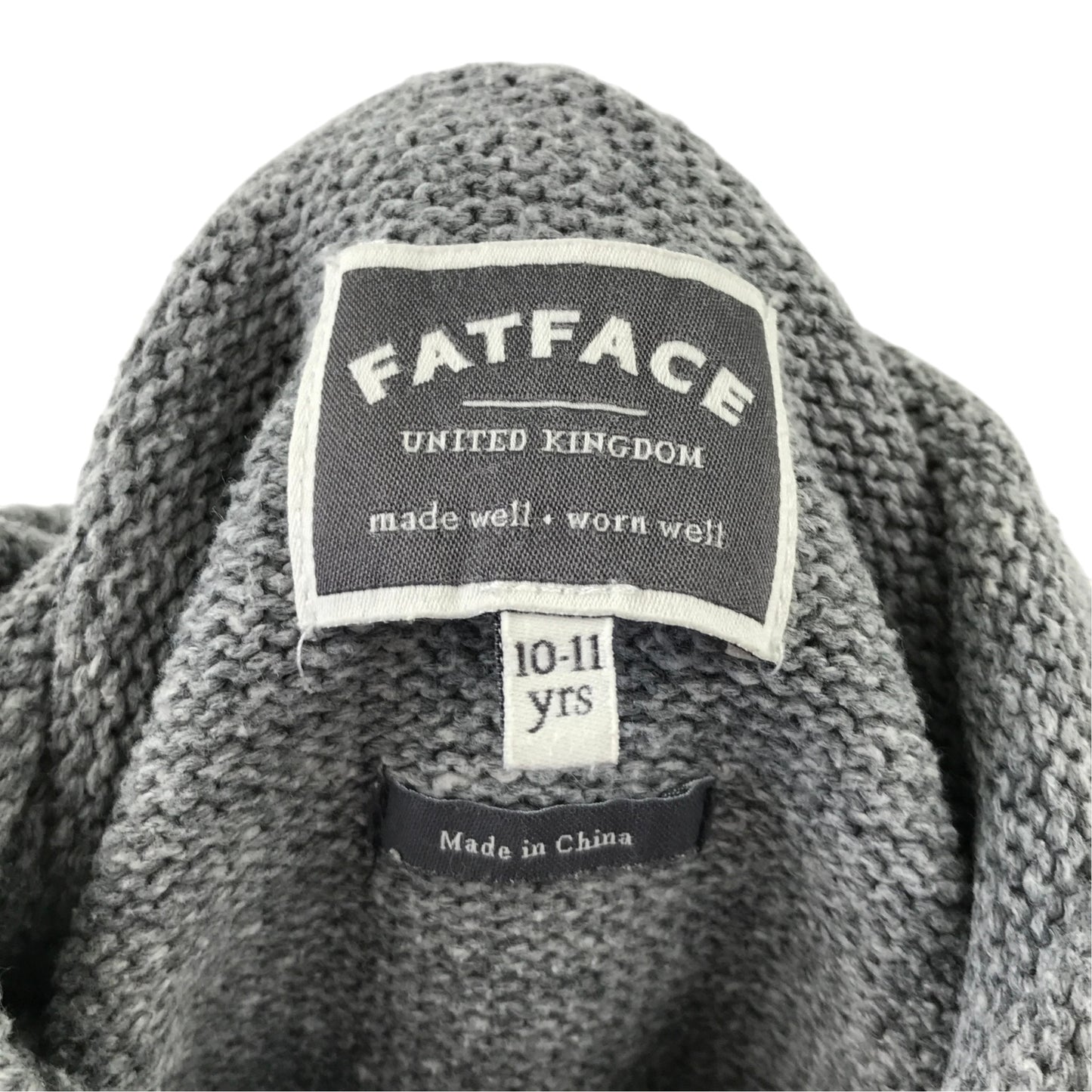 Fatface 10-11 years grey shark hoodie knitted cotton acrylic blend