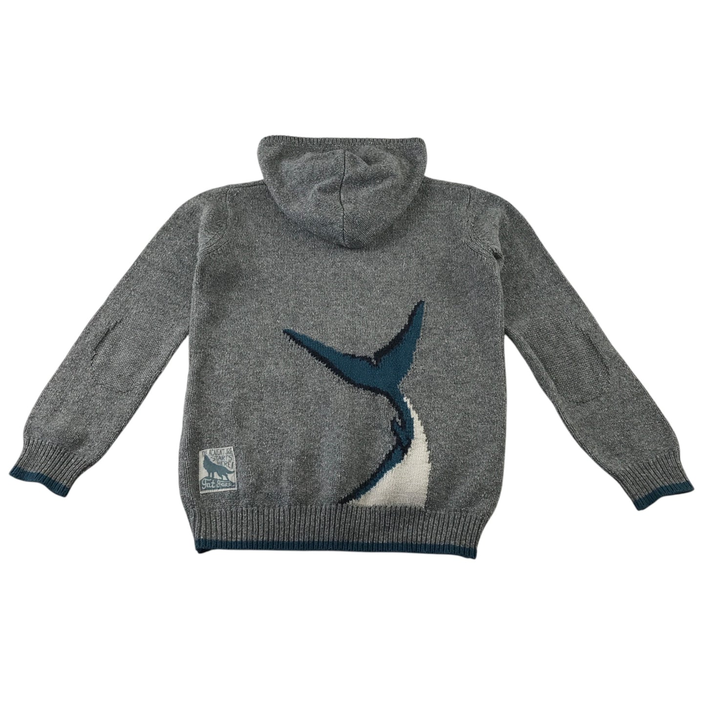 Fatface 10-11 years grey shark hoodie knitted cotton acrylic blend