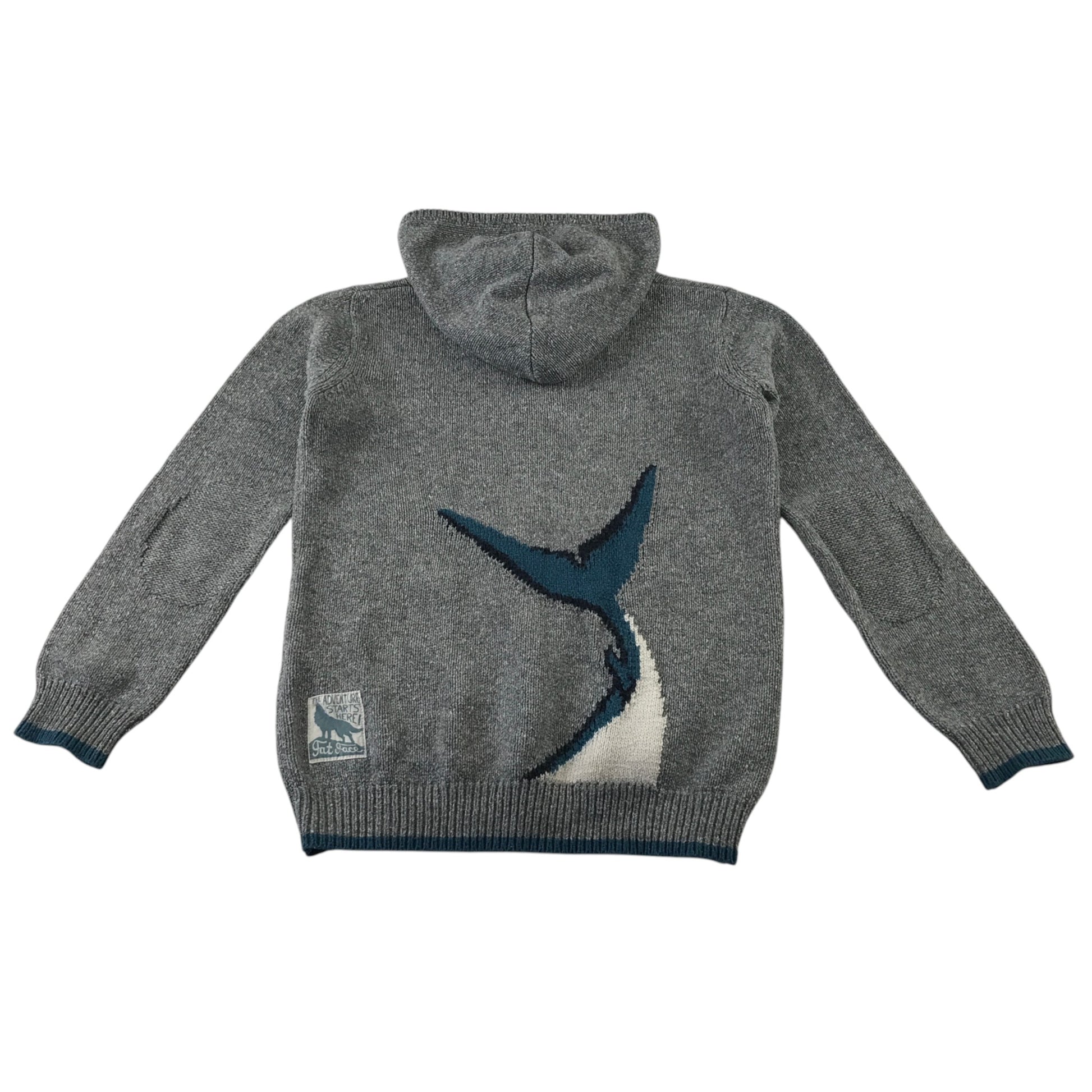 Fatface 10-11 years grey shark hoodie knitted cotton acrylic blend