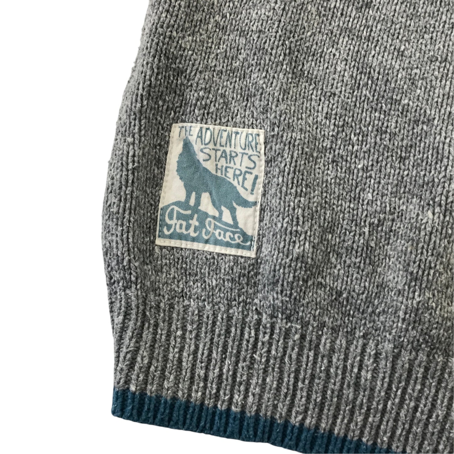 Fatface 10-11 years grey shark hoodie knitted cotton acrylic blend