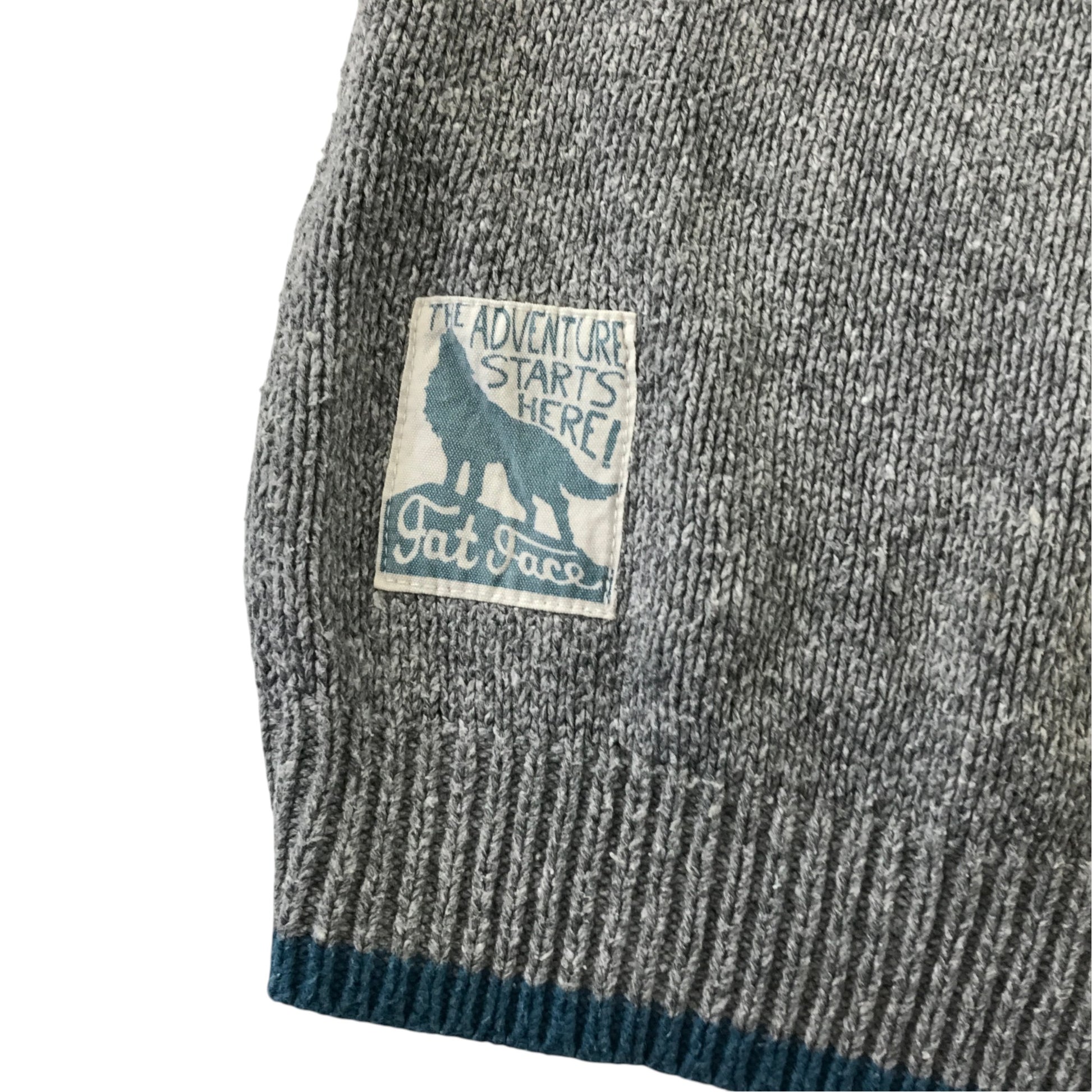 Fatface 10-11 years grey shark hoodie knitted cotton acrylic blend