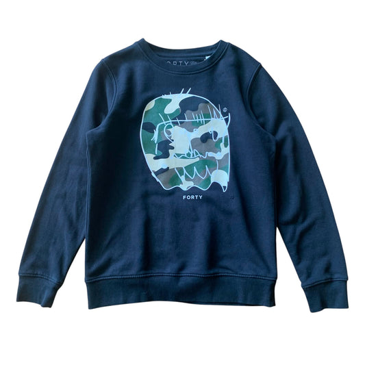 Forty 9-11 years black sweater crew neck print cotton polyester