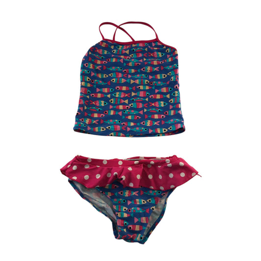 Frugi 5-6 years navy swim costume 2-piece fish nylon elastane