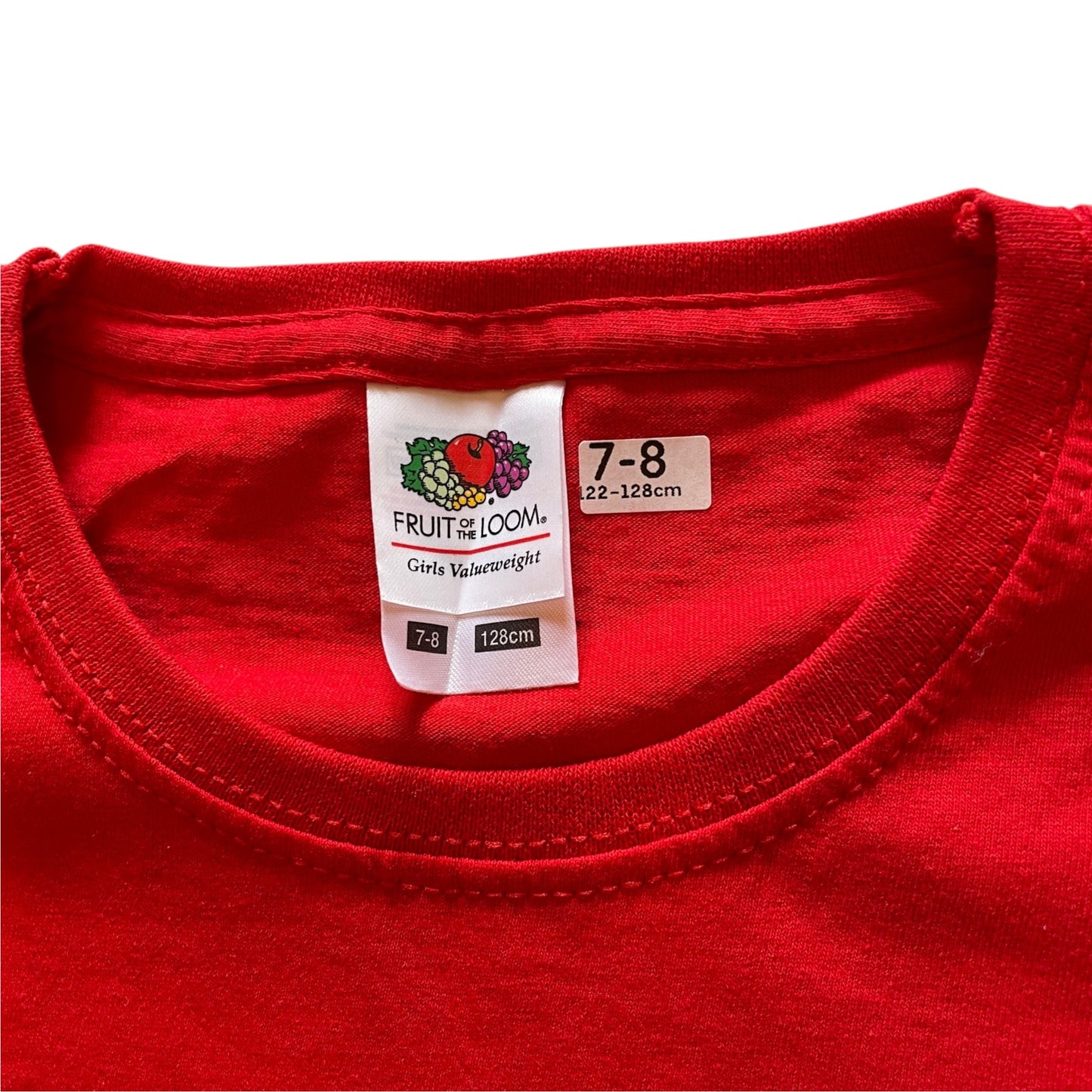 Fruit of the Loom 7-8 years red t-shirt festive snowflake cotton