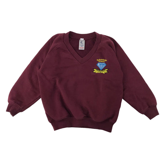 *Pollokshields Primary Burgundy Sweatshirt V-neck