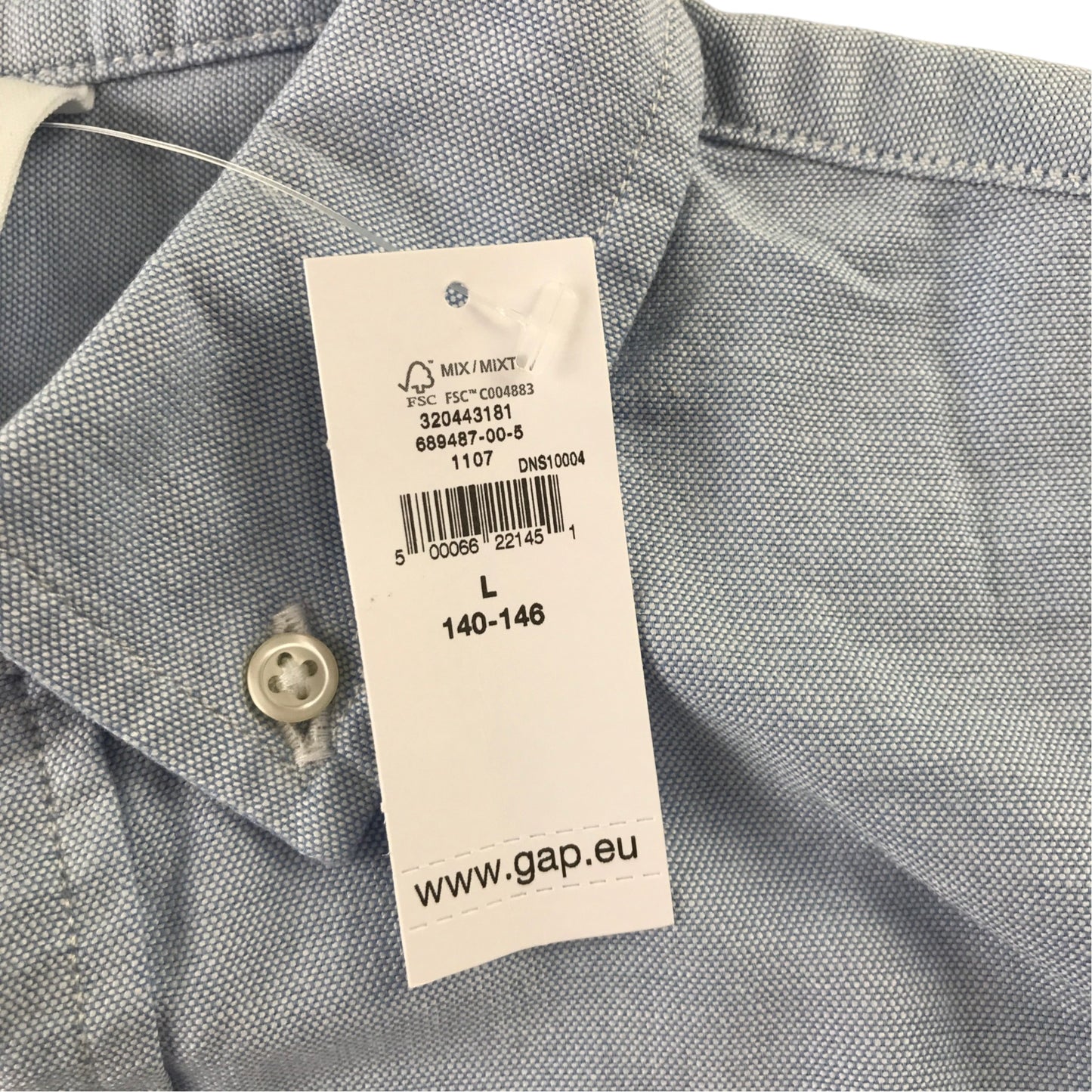 GAP 10-11 years pale blue shirt cotton elastane