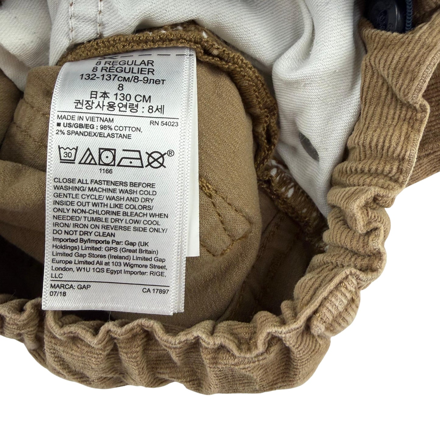 GAP 8 years beige corduroy jeans cotton elastane