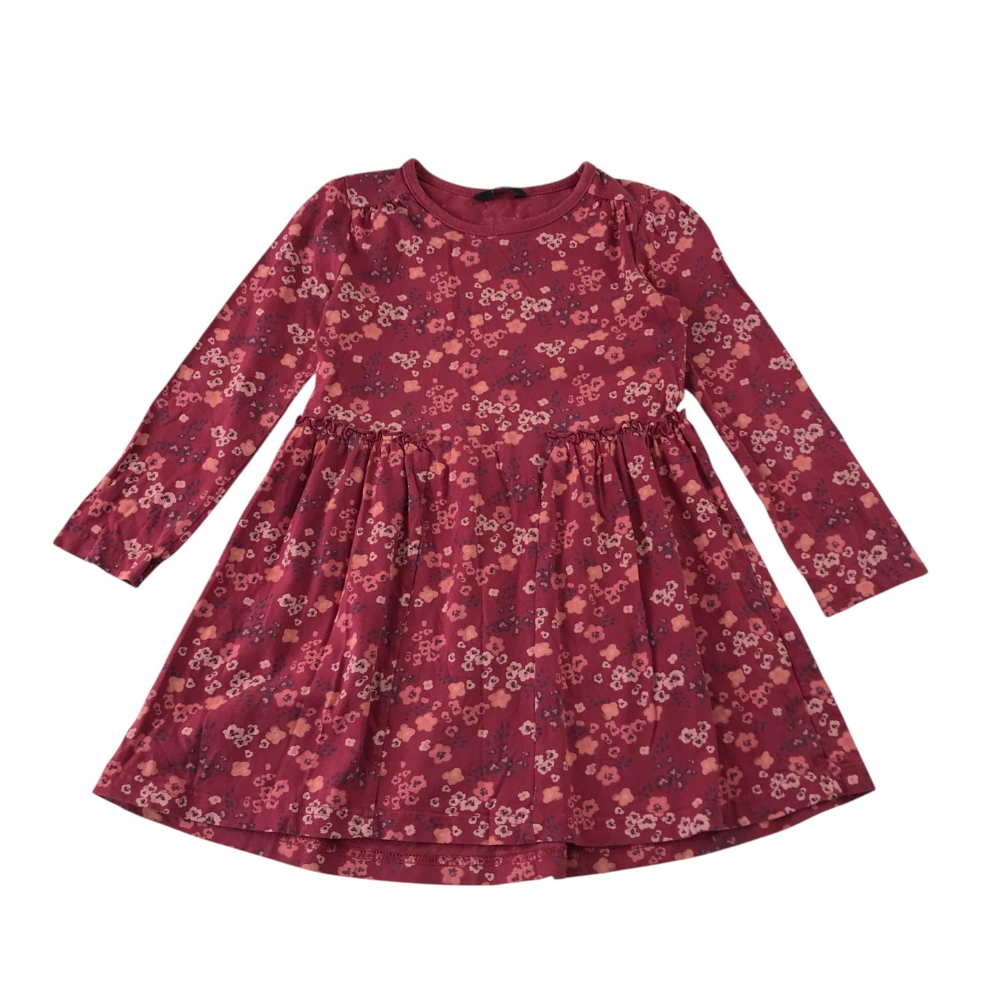 George 5-6 years burgundy dress floral long sleeve cotton
