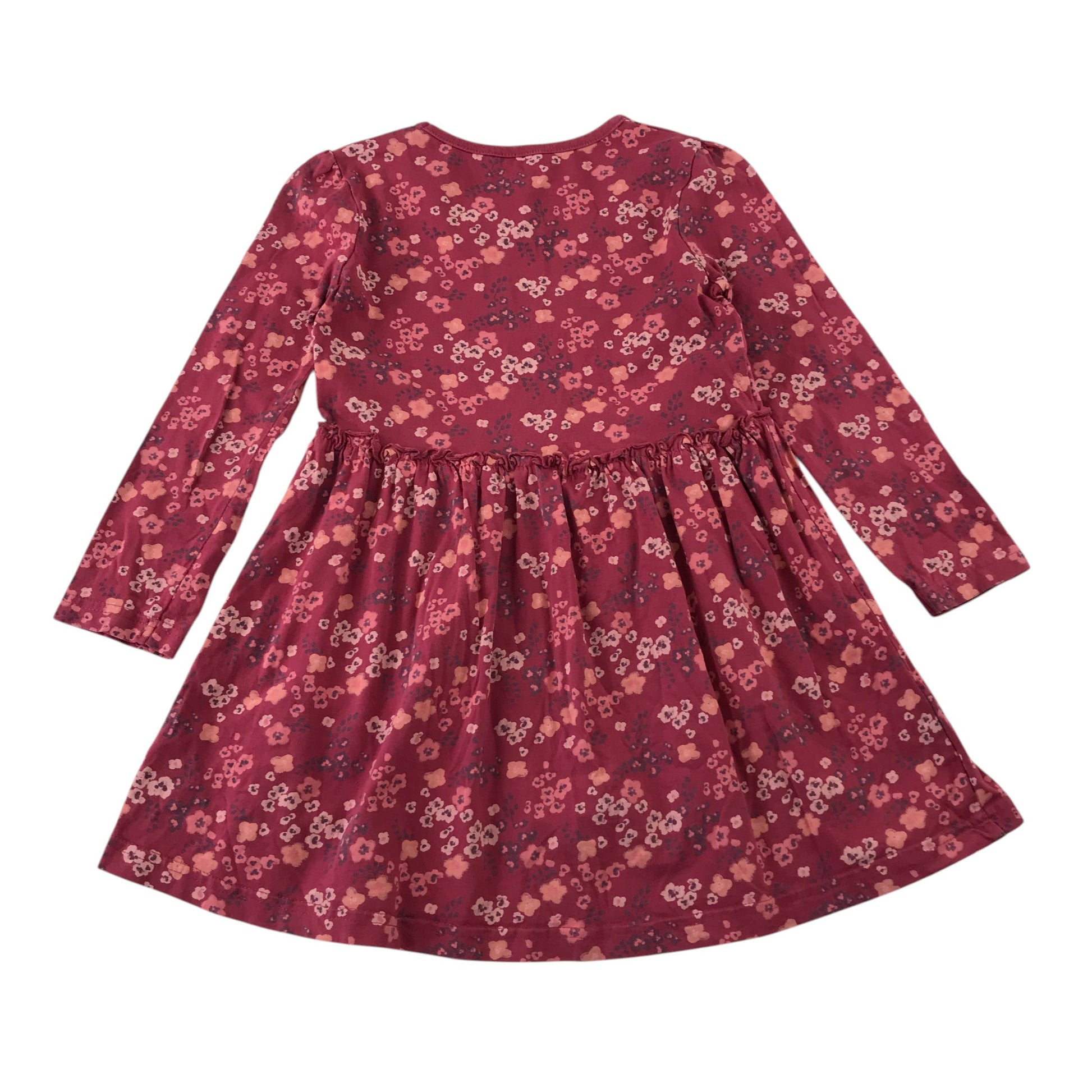 George 5-6 years burgundy dress floral long sleeve cotton