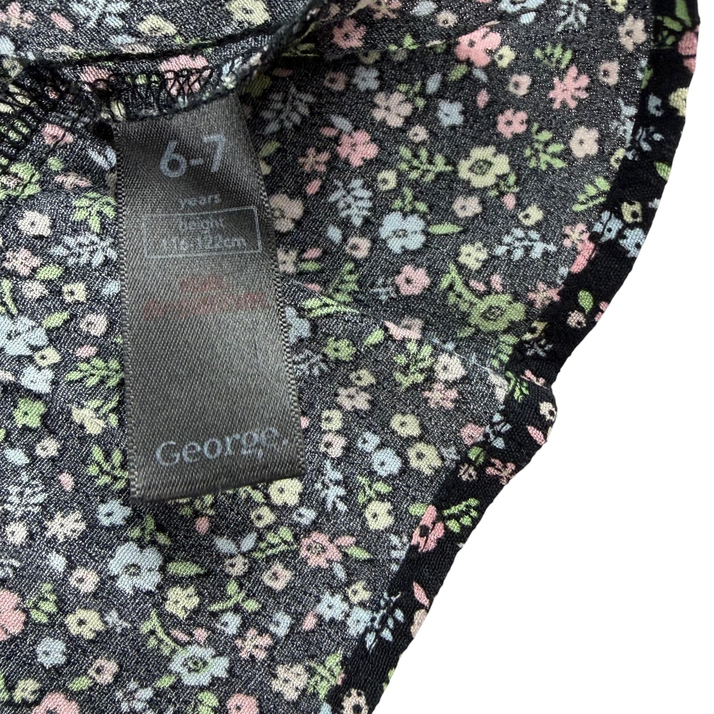 George 6-7 years black floral blouse viscose