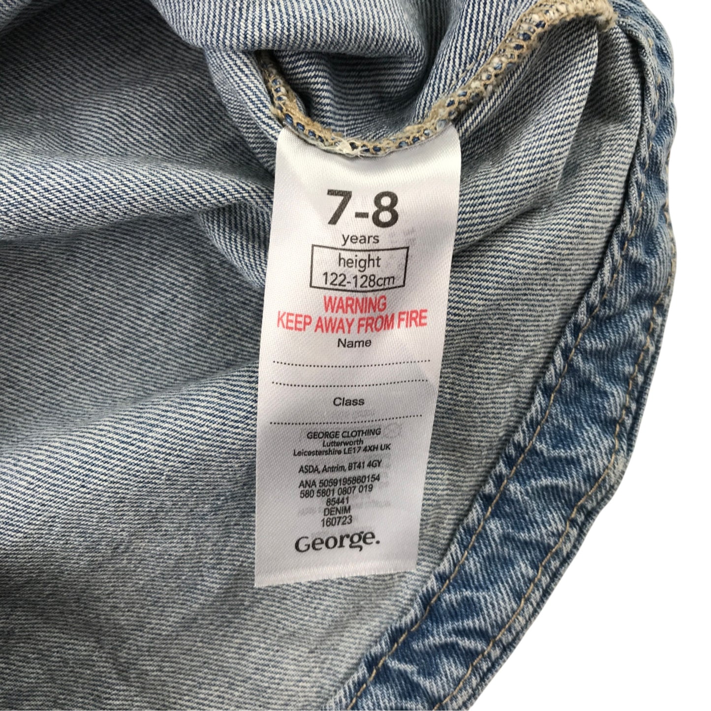 George 7-8 years blue denim shirt jacket cotton