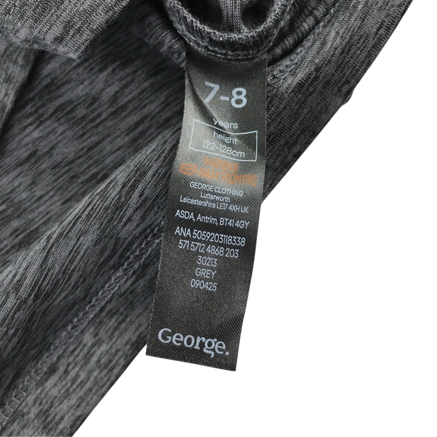 George 7-8 years dark grey activewear set polyester elastane