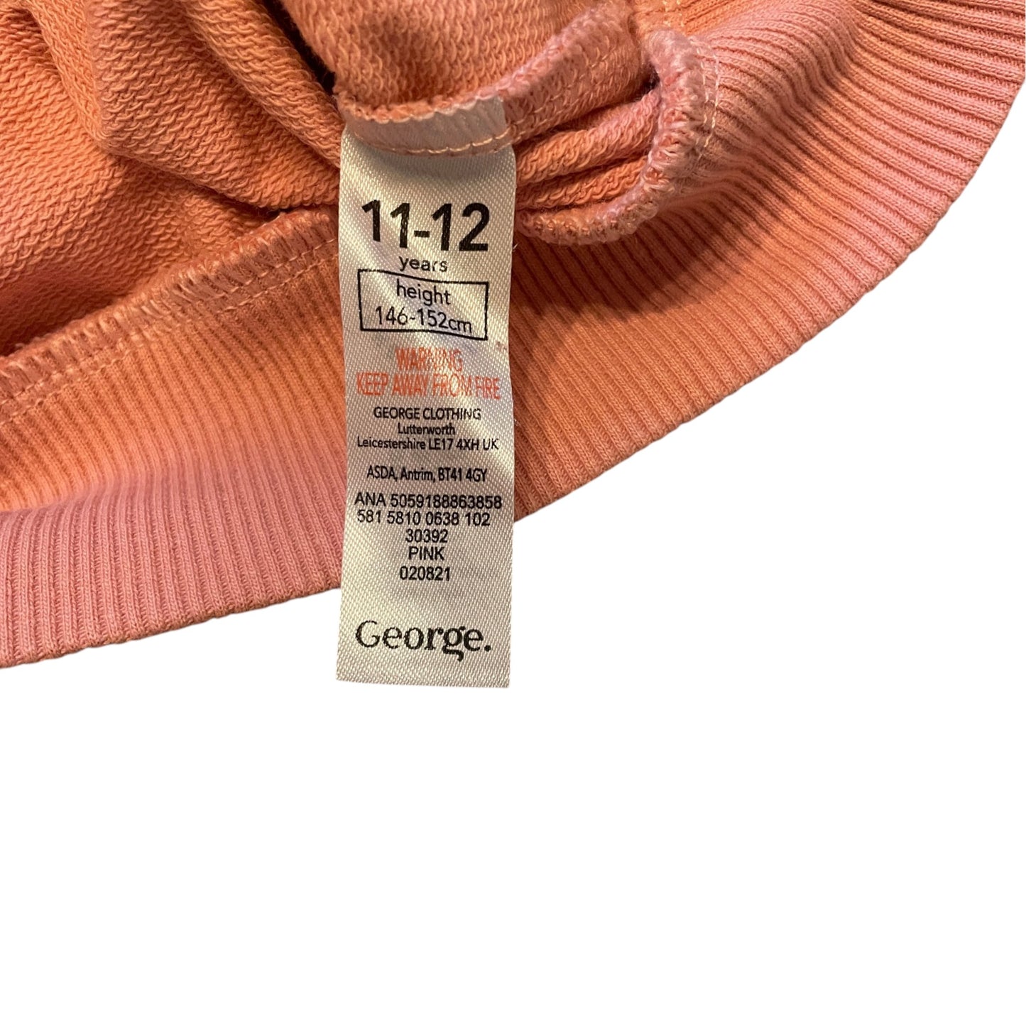 George 11-12 years light pink Lapland sweater cotton