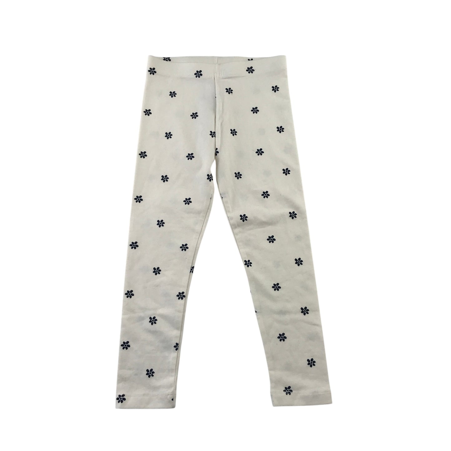 George 4-5 years white and black floral leggings cotton elastane