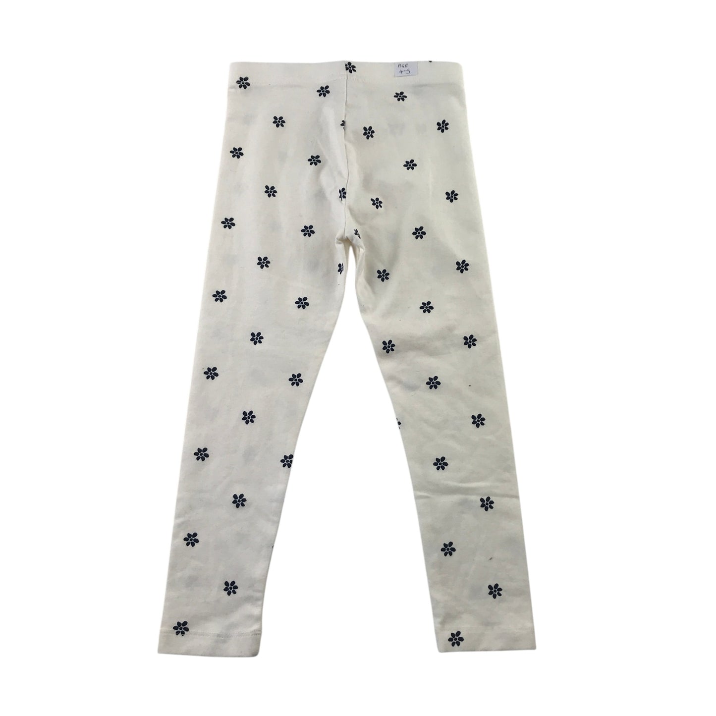 George 4-5 years white and black floral leggings cotton elastane