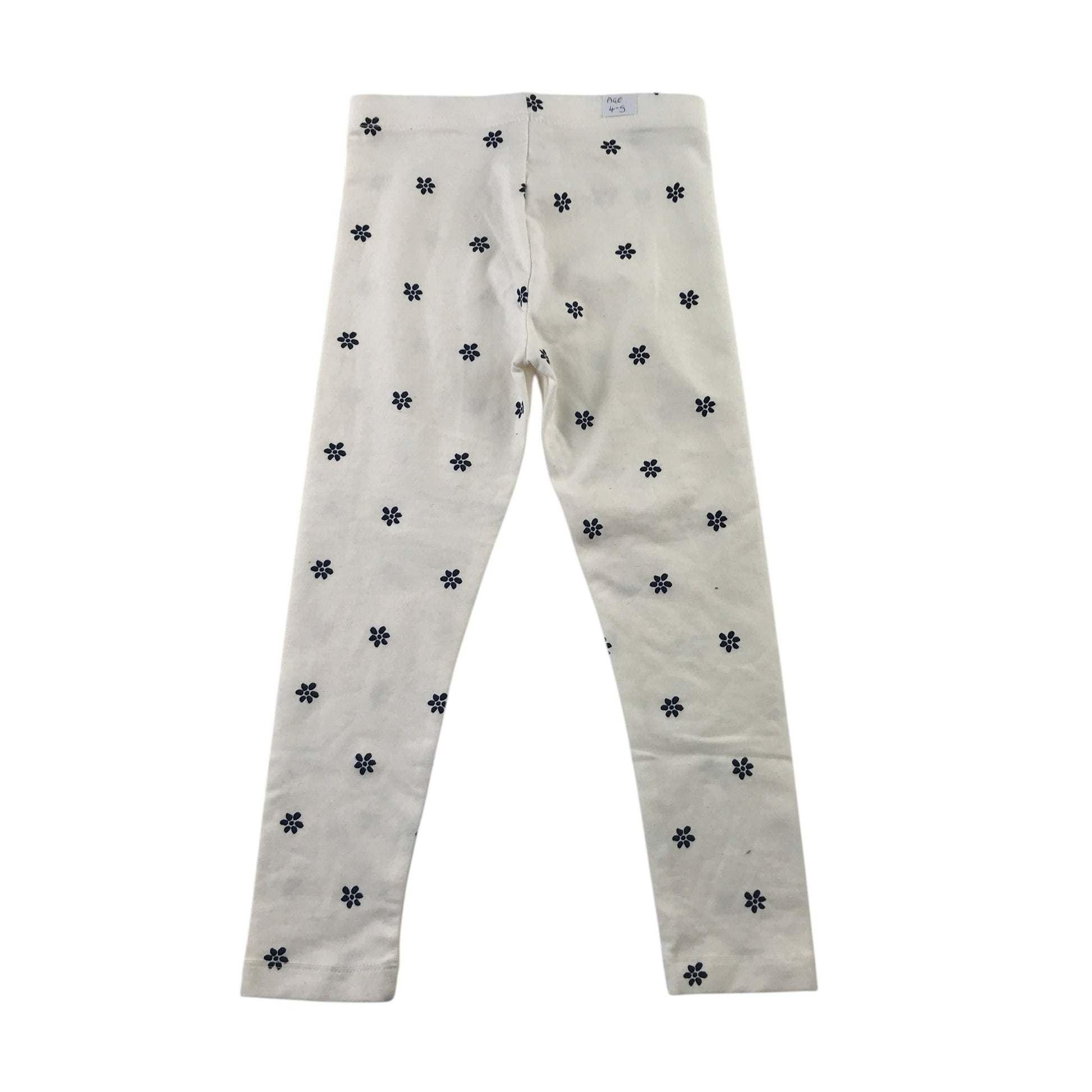George 4-5 years white and black floral leggings cotton elastane