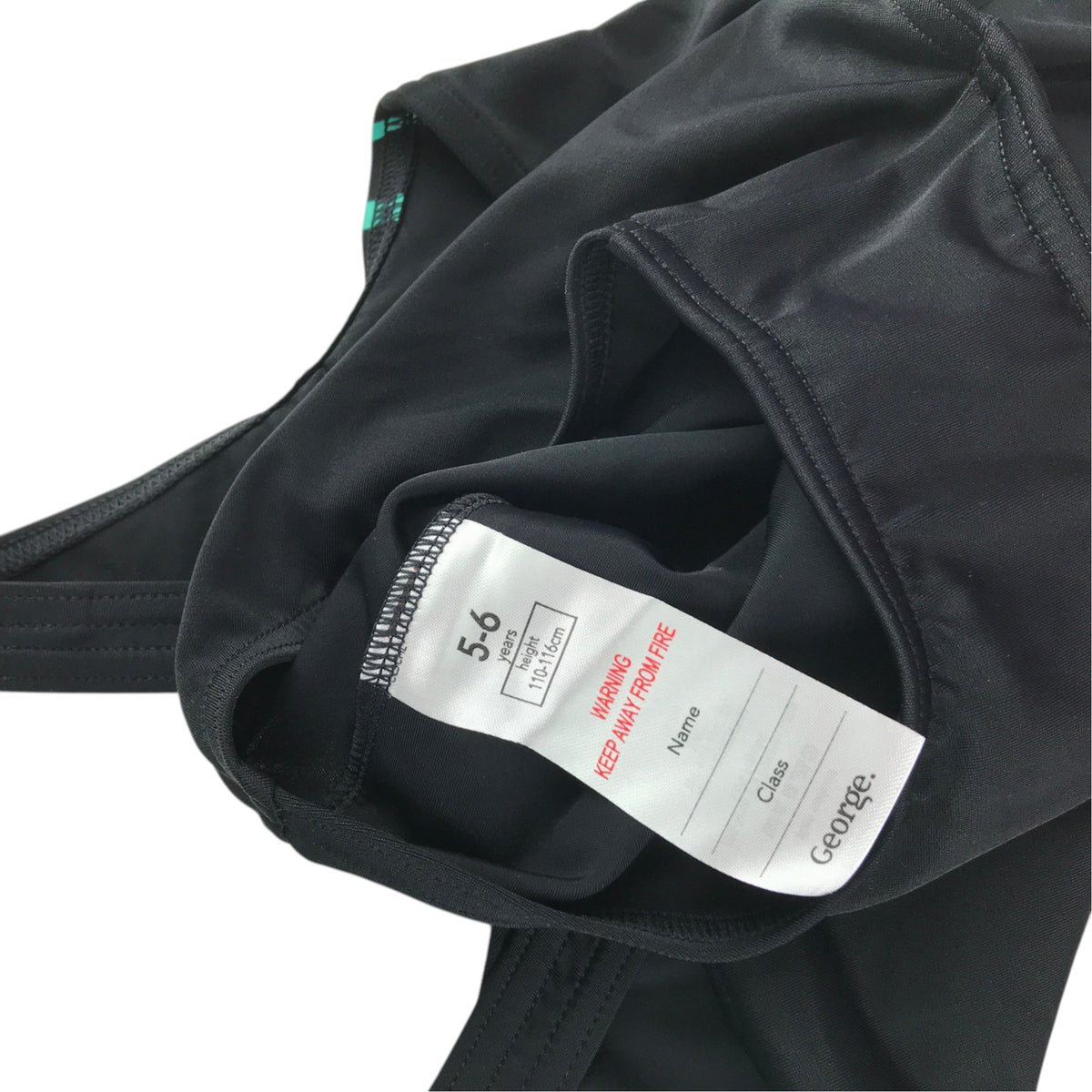 George 5-6 years black swim costume blue graphic nylon polyester elastane