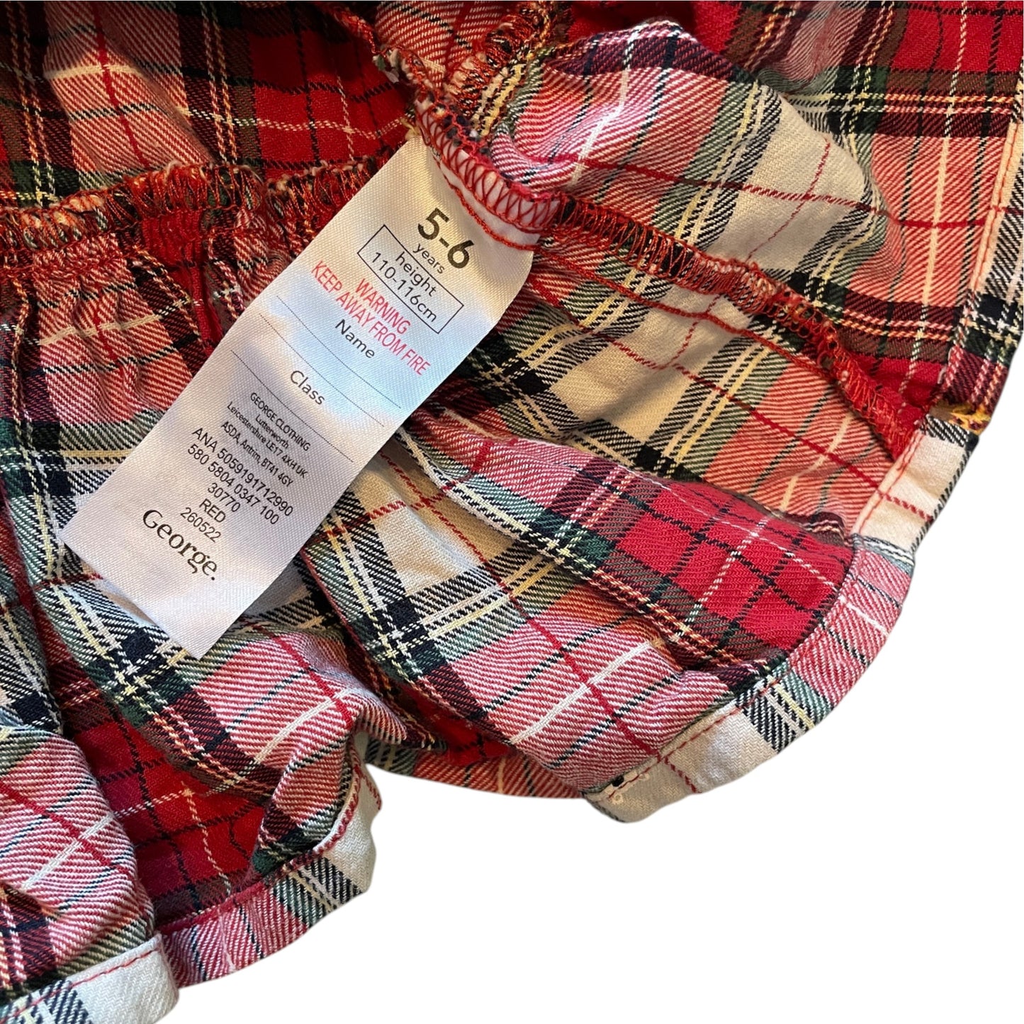 George 5-6 years red check festive cotton dress