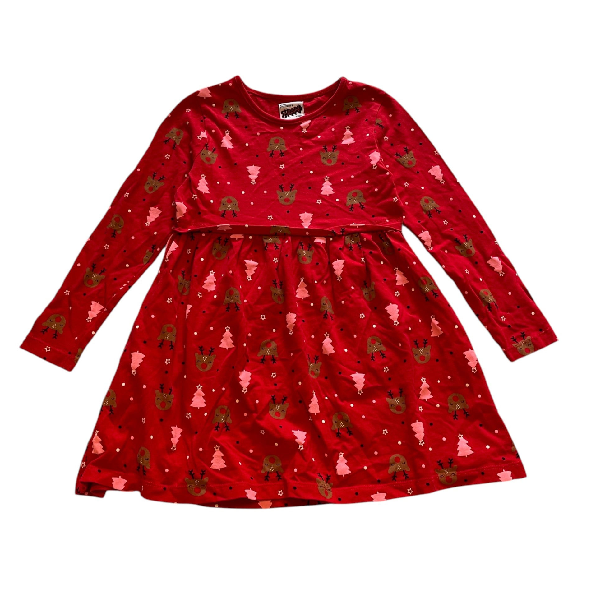 George 5-6 years red festive print cotton dress