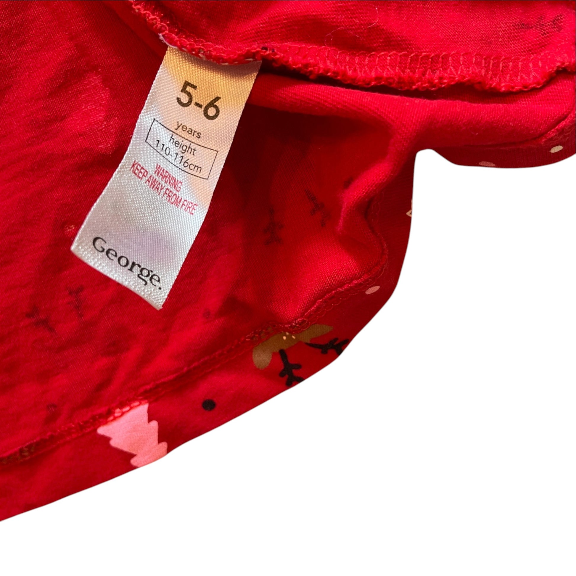 George 5-6 years red festive print cotton dress