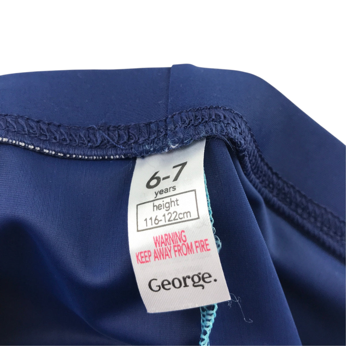 George 6-7 years blue and navy swim briefs stripy polyester elastane