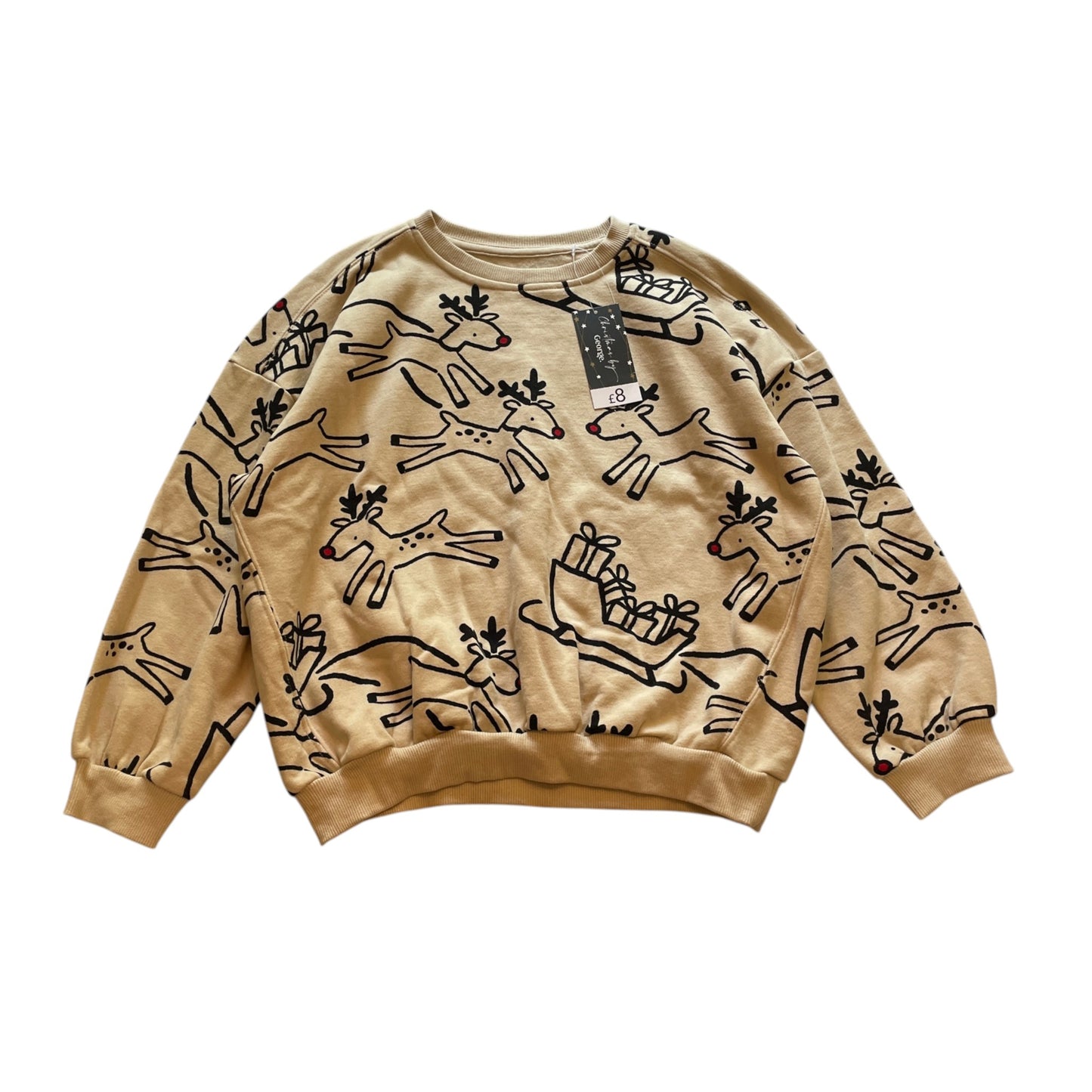 George 7-8 years beige Rudolph Christmas sweater cotton polyester