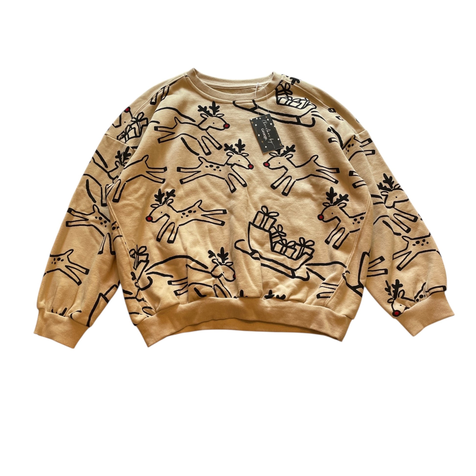 George 7-8 years beige Rudolph Christmas sweater cotton polyester