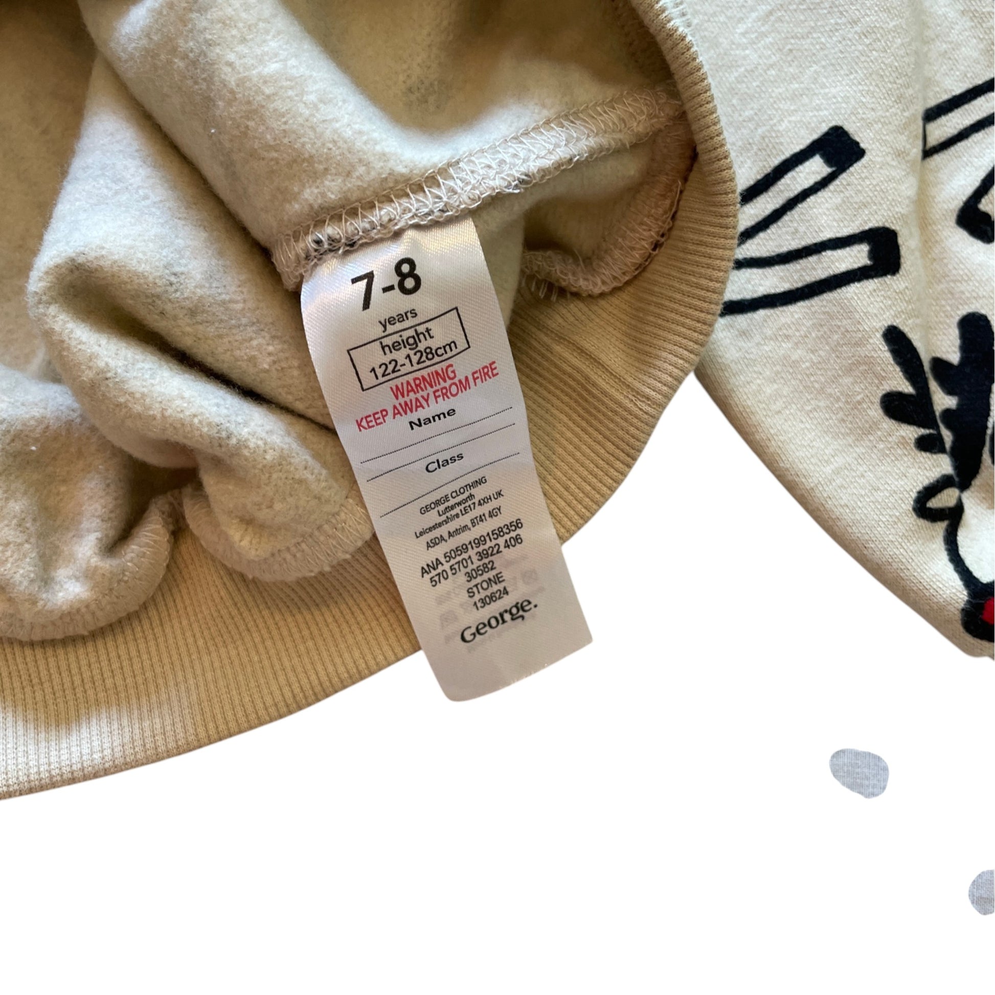 George 7-8 years beige Rudolph Christmas sweater cotton polyester