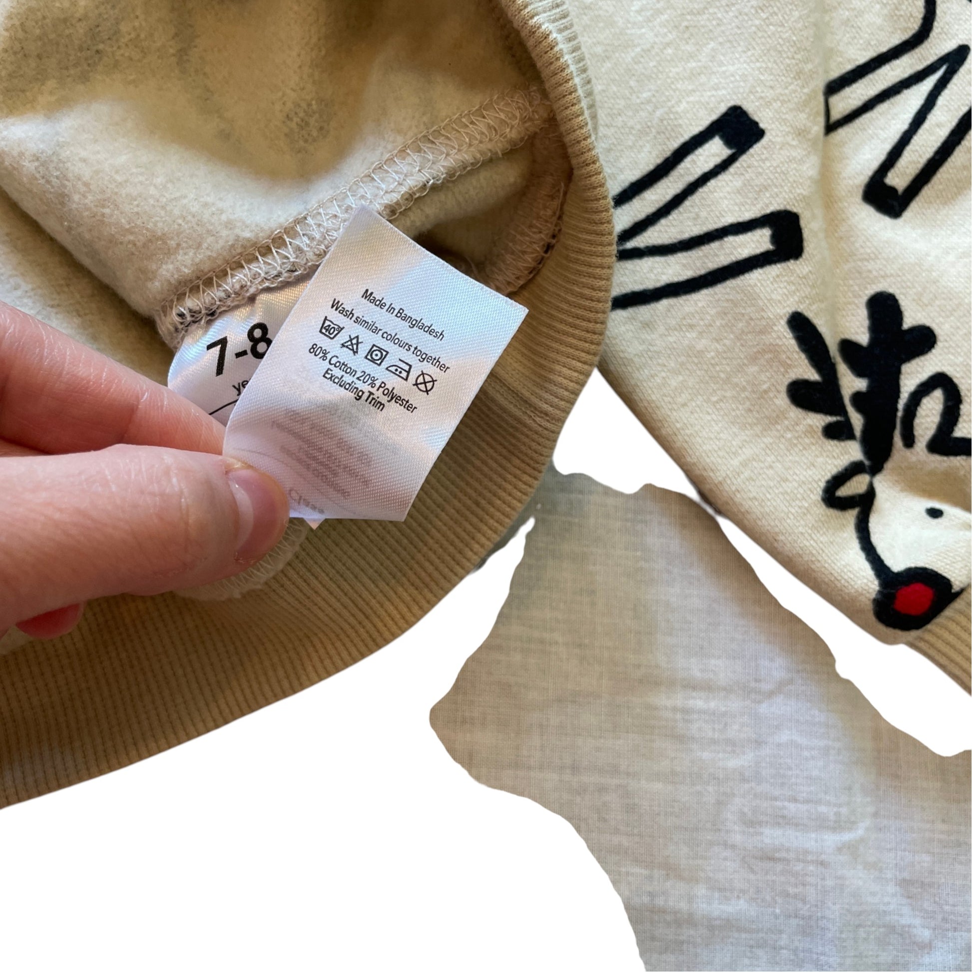 George 7-8 years beige Rudolph Christmas sweater cotton polyester
