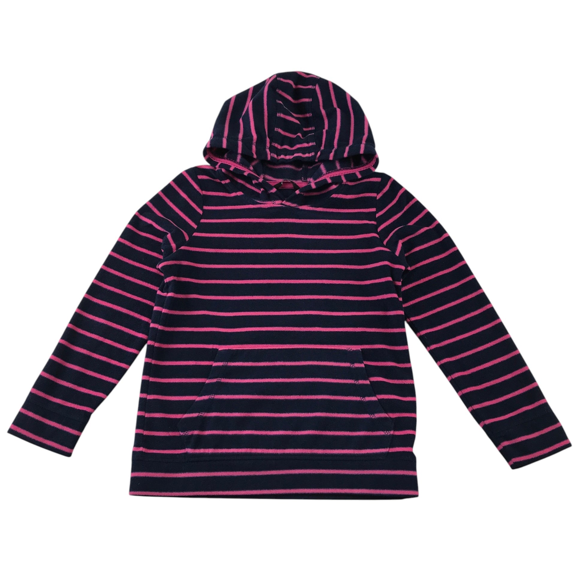 George 7-8 years navy and pink stripy fleece hoodie polyester