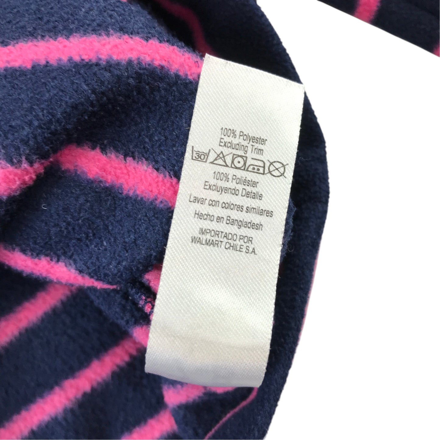 George 7-8 years navy and pink stripy fleece hoodie polyester