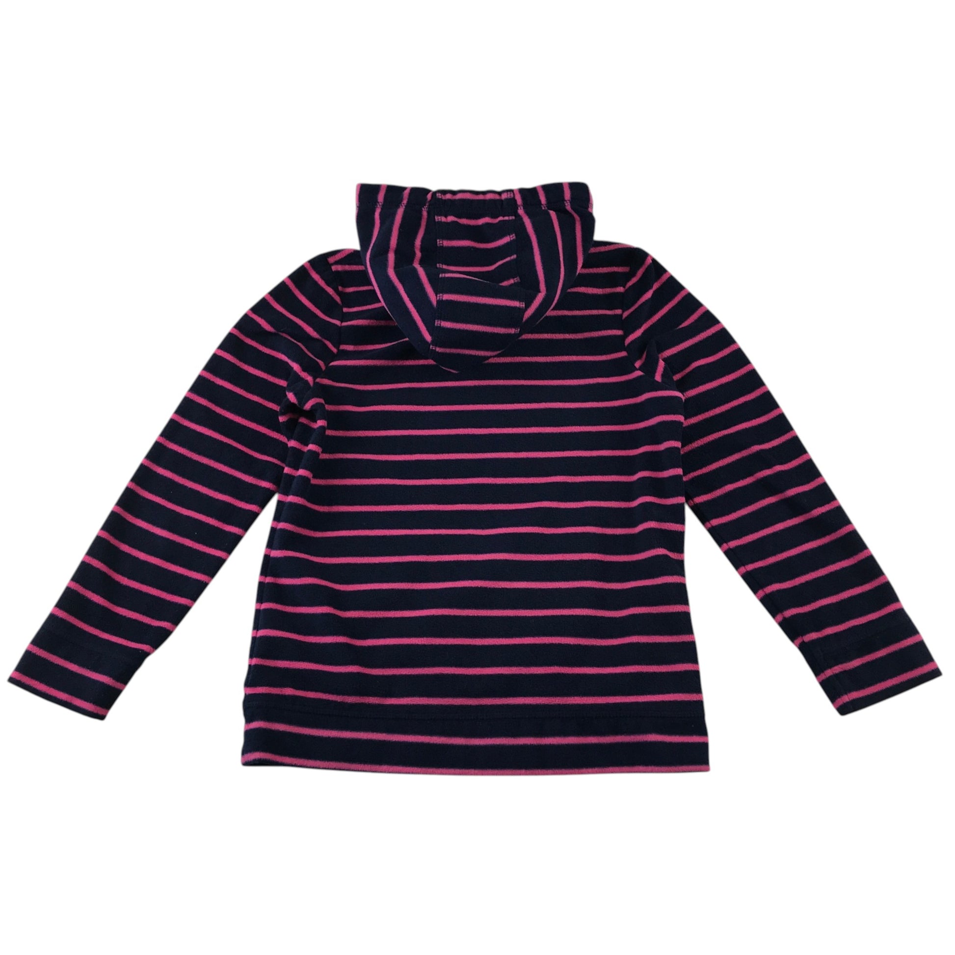 George 7-8 years navy and pink stripy fleece hoodie polyester