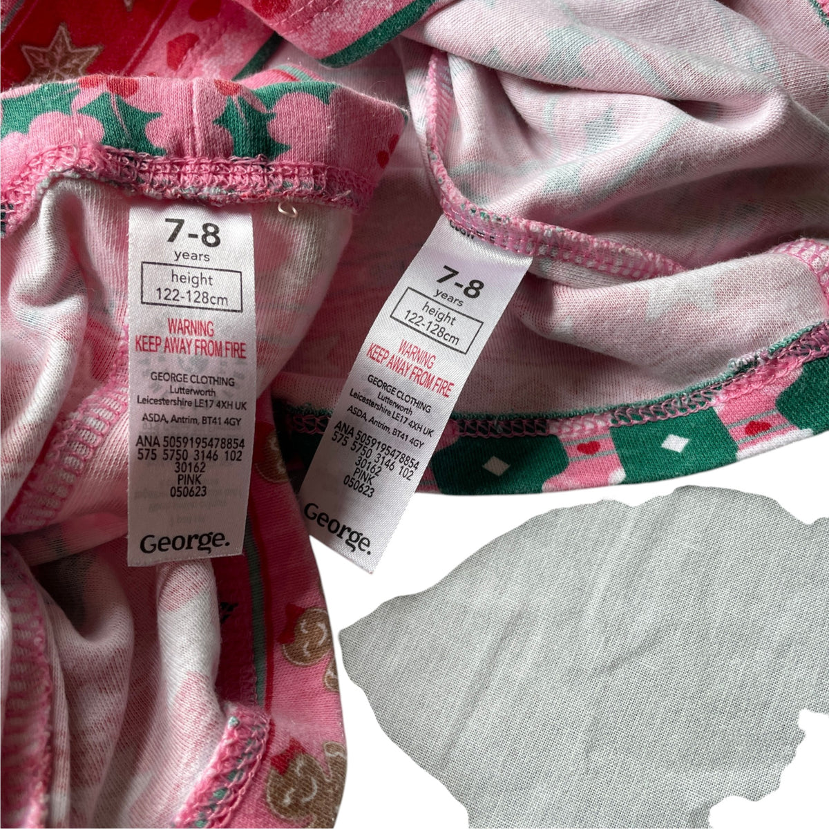 George 7-8 years pink Christmas pyjama set cotton