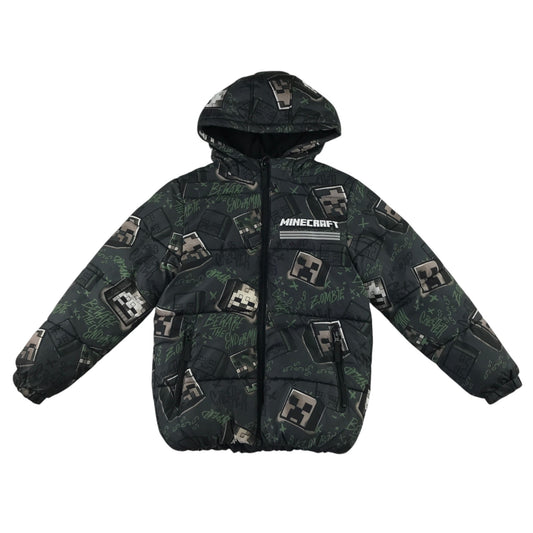 George 8-9 years dark green jacket Minecraft puffer