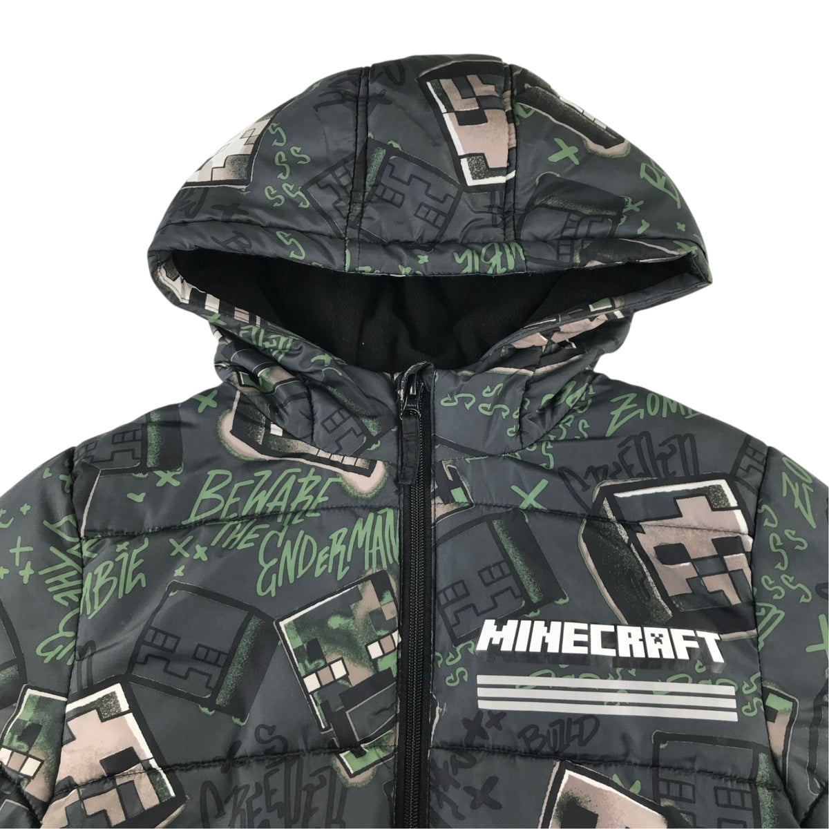 George 8-9 years dark green jacket Minecraft puffer