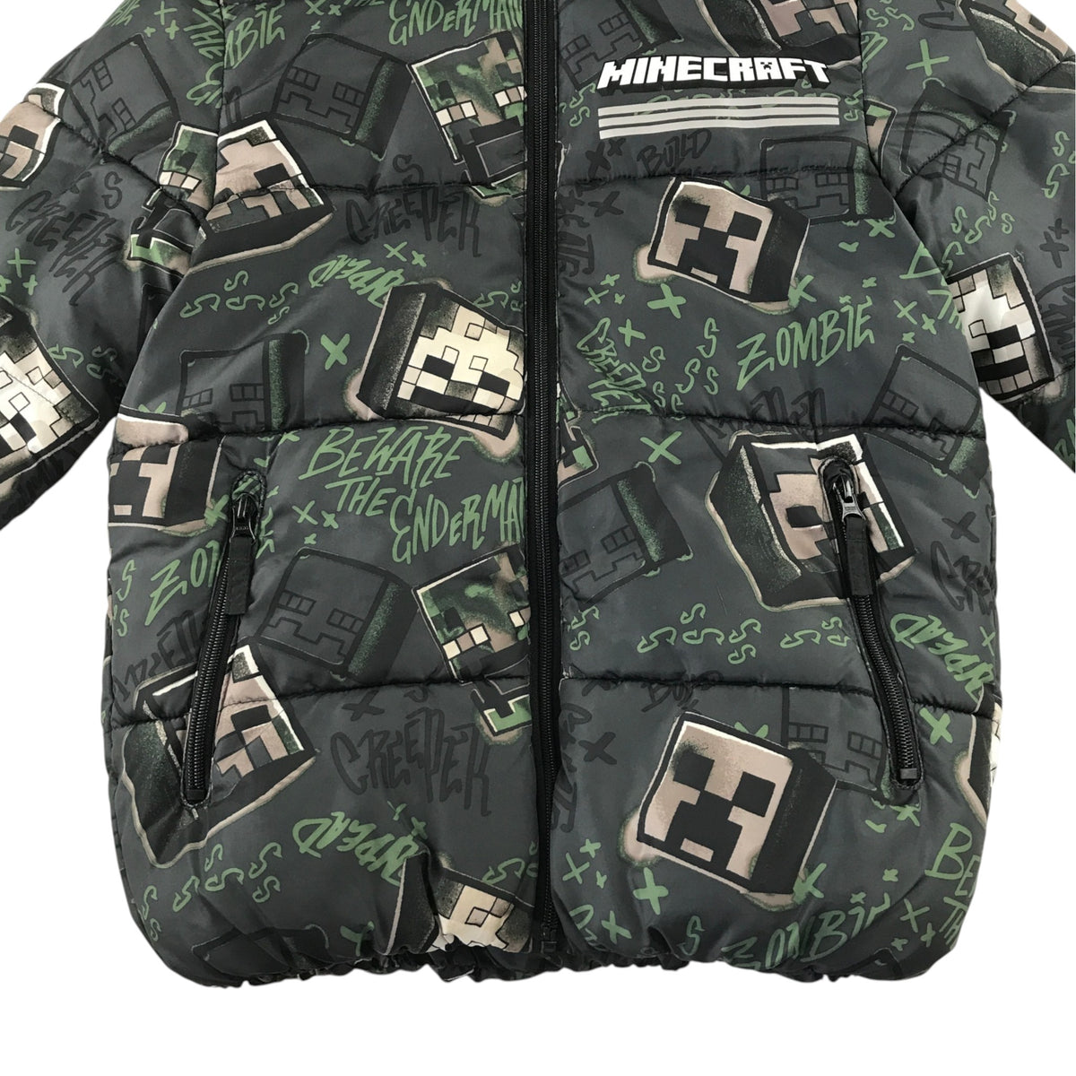 George 8-9 years dark green jacket Minecraft puffer