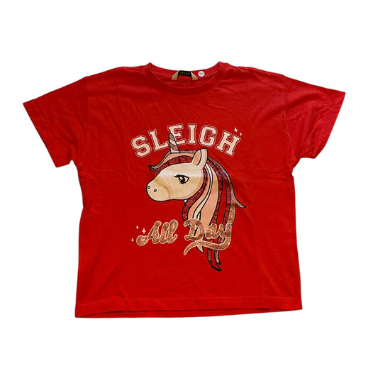 George 9-10 years red t-shirt Christmas unicorn cotton