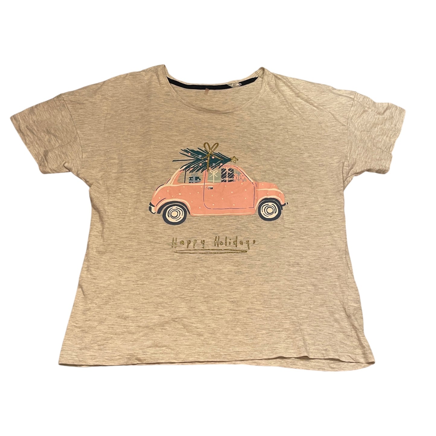 George UK 8-10 women's t-shirt Christmas Holiday print cotton viscose