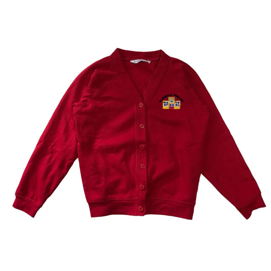 *Glendale Primary Red Jersey Cardigan