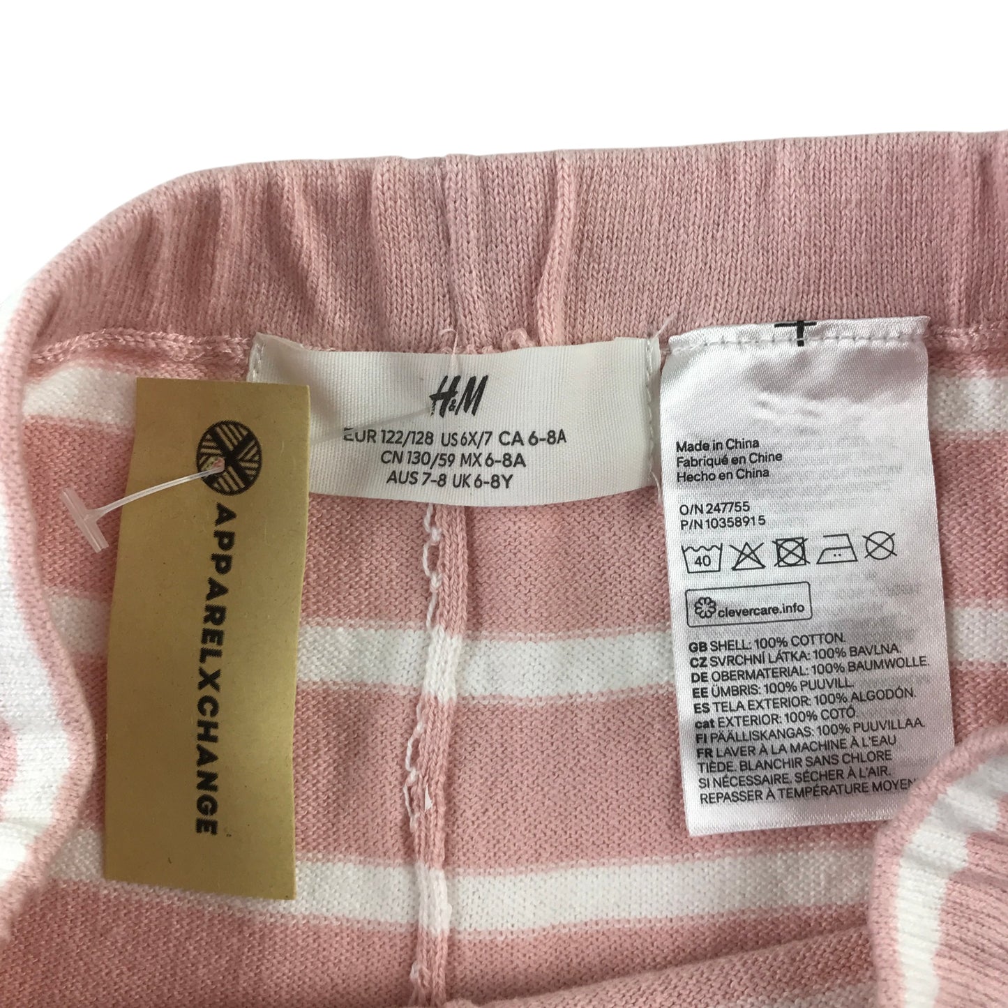 Guppy and H&M summer bundle 7-8 years lilac t-shirt and stripy terry cloth shorts cotton