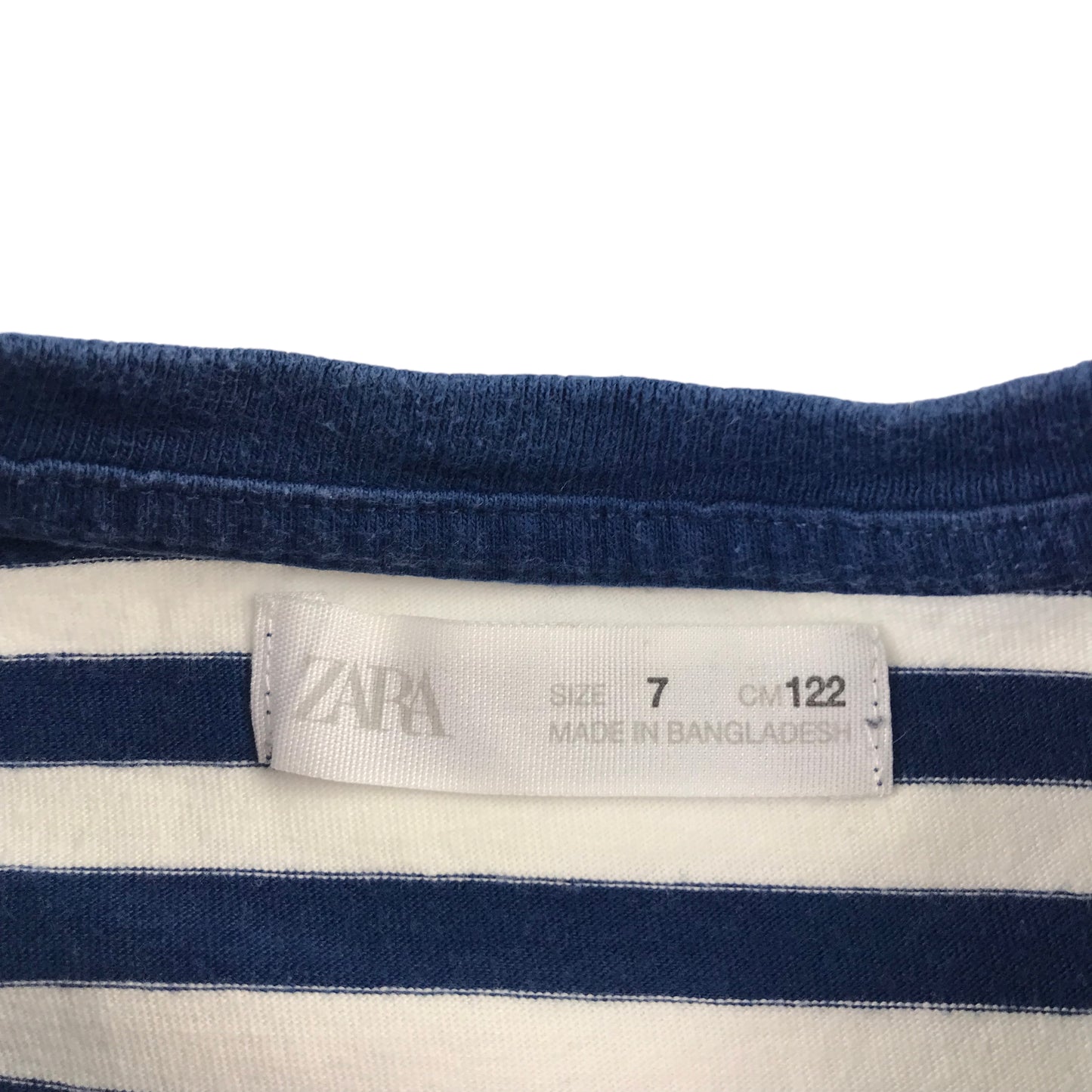 Zara T-Shirt 6-7 Years Navy and White Stripy Tee